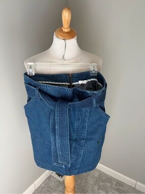 CAbi Dark Blue Denim Edie Skirt with Self Tie Belt #6796